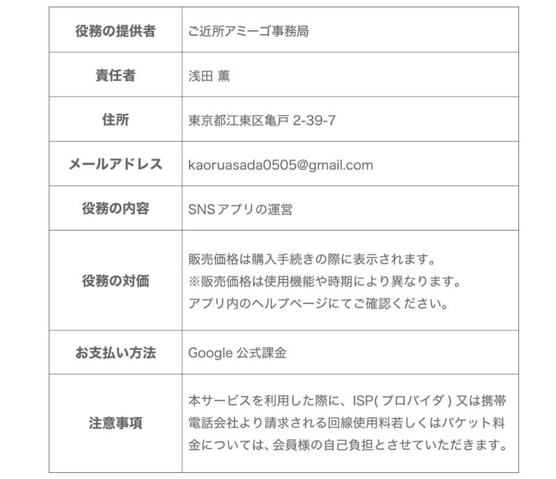 ご近所アミーゴの運営情報