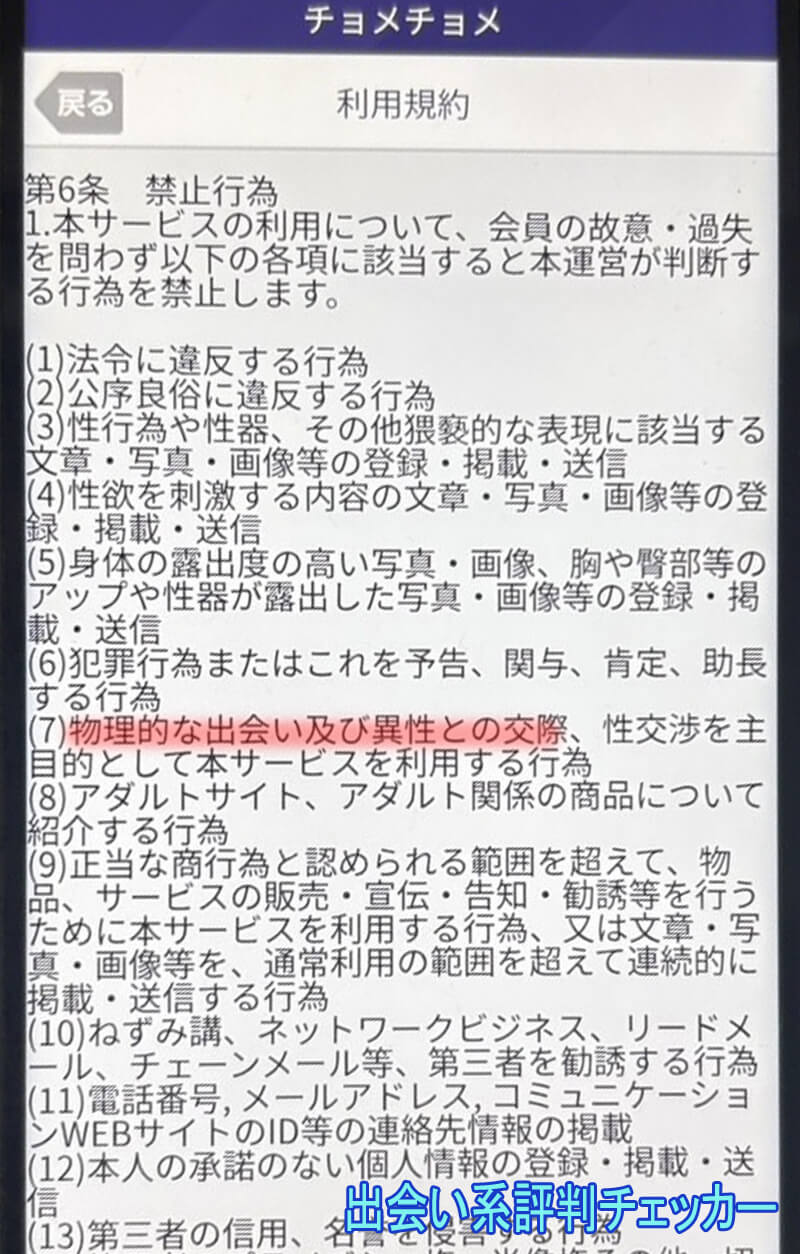 チョメチョメの利用規約